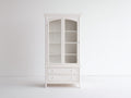 Vitrine en bois et verre 90x40x180 cm - blanc cassé - style classique avec tiroirs pour salle à manger
