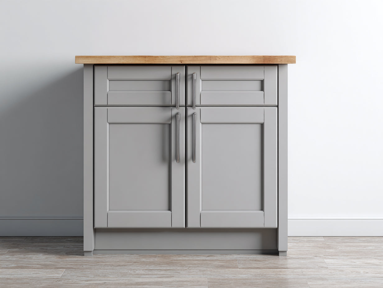 Buffet en bois et panneaux 100x40x92 cm - gris et bois naturel - style campagne pour salle à manger