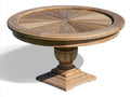 Table de jardin ronde en bois massif 120x120x76 cm - bois naturel - style rustique avec piètement central