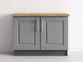 Buffet en bois avec plateau effet chêne 90x40x88 cm - gris et bois naturel - style champêtre pour cuisine