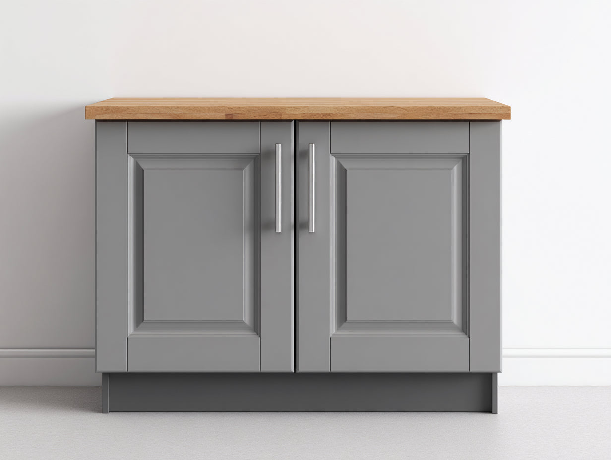 Buffet en bois avec plateau effet chêne 90x40x88 cm - gris et bois naturel - style champêtre pour cuisine