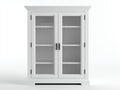 Vitrine en bois d'ingénierie et verre 100x42x180 cm - blanc-noir - 2 portes vitrées
