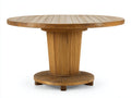Table de jardin ronde en bois massif 140x140x76 cm - bois naturel - piètement central rainuré
