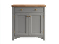 Buffet 2 portes avec tiroir en bois 90x40x90 cm - gris et bois naturel - style campagne