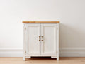 Buffet en bois d'ingénierie 100x40x90 cm - blanc vieilli-bois naturel - 2 portes battantes