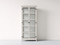 Vitrine 2 portes vitrées en bois et verre 80x35x180 cm - blanc cassé - style classique