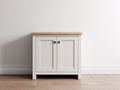 Buffet 2 portes en bois 80x40x85 cm - blanc cassé et bois naturel - style campagne