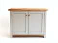 Buffet en bois et panneaux 105x40x85 cm - gris clair et bois naturel - style campagne pour salle à manger