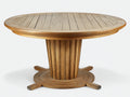 Table de jardin ronde en bois massif 120x120x75 cm - bois naturel brun clair - plateau rainuré et pied central à base croisée pour extérieur