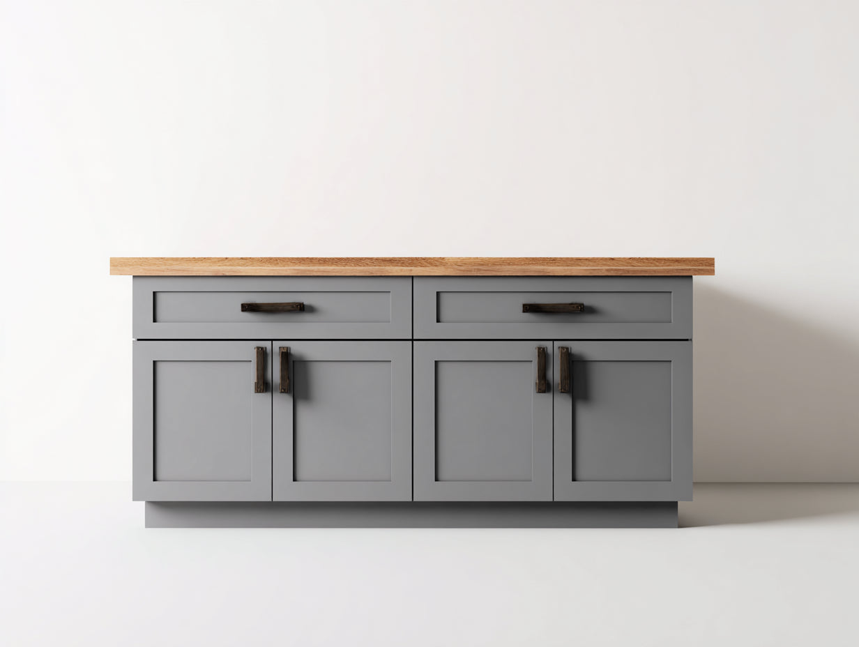 Buffet 4 portes avec 2 tiroirs en bois 160x45x85 cm - gris et bois naturel - style moderne