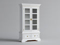 Vitrine 2 portes vitrées avec 2 tiroirs en bois 100x45x200 cm - blanc et or - style classique