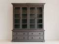 Vitrine en bois avec portes vitrées 180x45x220 cm - gris taupe - style classique pour salon