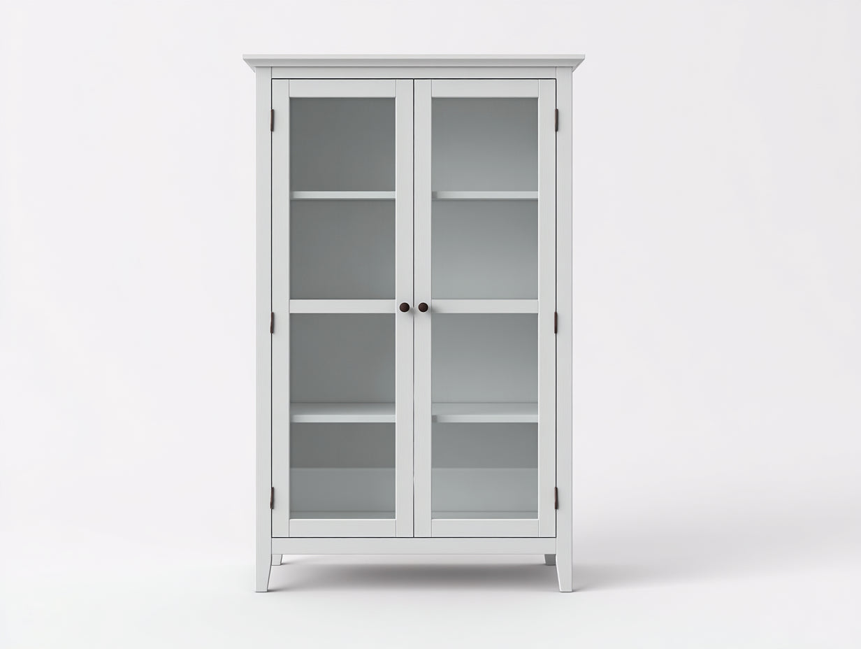 Vitrine en bois et verre 90x40x170 cm - blanc - style classique pour salle à manger