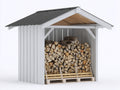 Abri à bûches 220x85x170 cm - bois blanc et toit gris - rangement extérieur couvert