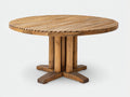 Table de jardin en bois 150x150x75 cm - bois naturel - plateau rond à lattes avec piètement croisé
