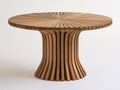 Table de jardin ronde en bois massif 140x140x75 cm - bois naturel - style sculptural pour terrasse