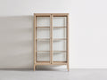 Vitrine en bois avec 2 portes vitrées 100x40x180 cm - bois naturel - style épuré pour salon
