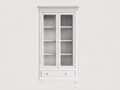 Vitrine en bois avec 2 portes vitrées 90x40x190 cm - blanc - style classique pour salon